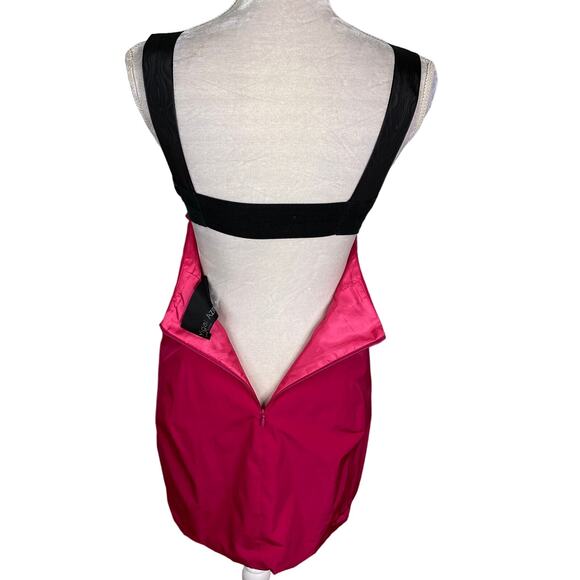 Yigal Azrouel NY Dress 6 Black Fuchsia Pockets Sleeveless Open Back - Picture 8 of 12